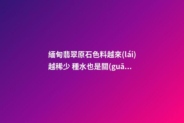 緬甸翡翠原石色料越來(lái)越稀少 種水也是關(guān)鍵因素